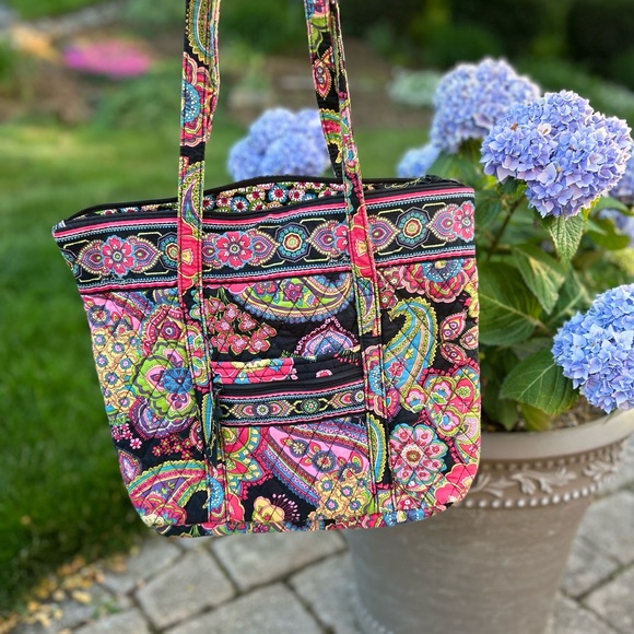 Vera Bradley | Bags | Vera Bradley Black And Pink Quilted Tote Bag